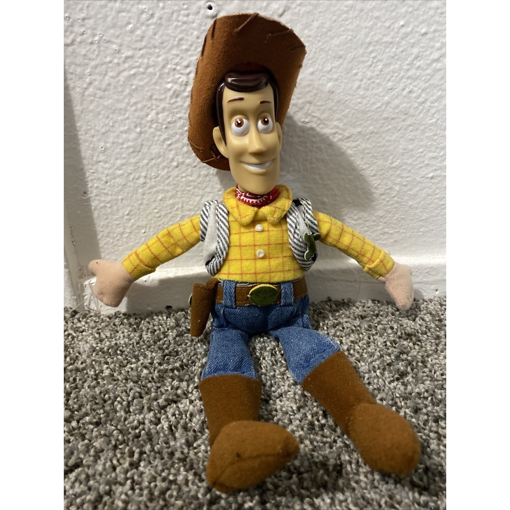 Disney Store Pixar Toy Story 2 Sound Woody 11" Bean Bag Plush w/ Hat